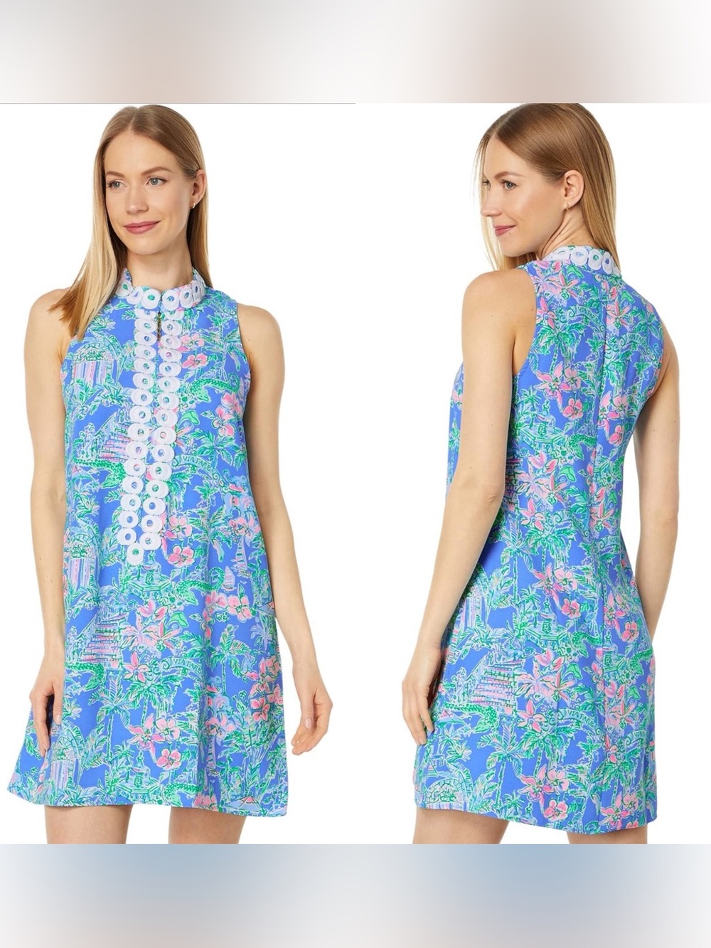Lilly Pulitzer Jane Shift Dress - Boca Blue Beneath The Bougainvillea - Size 00